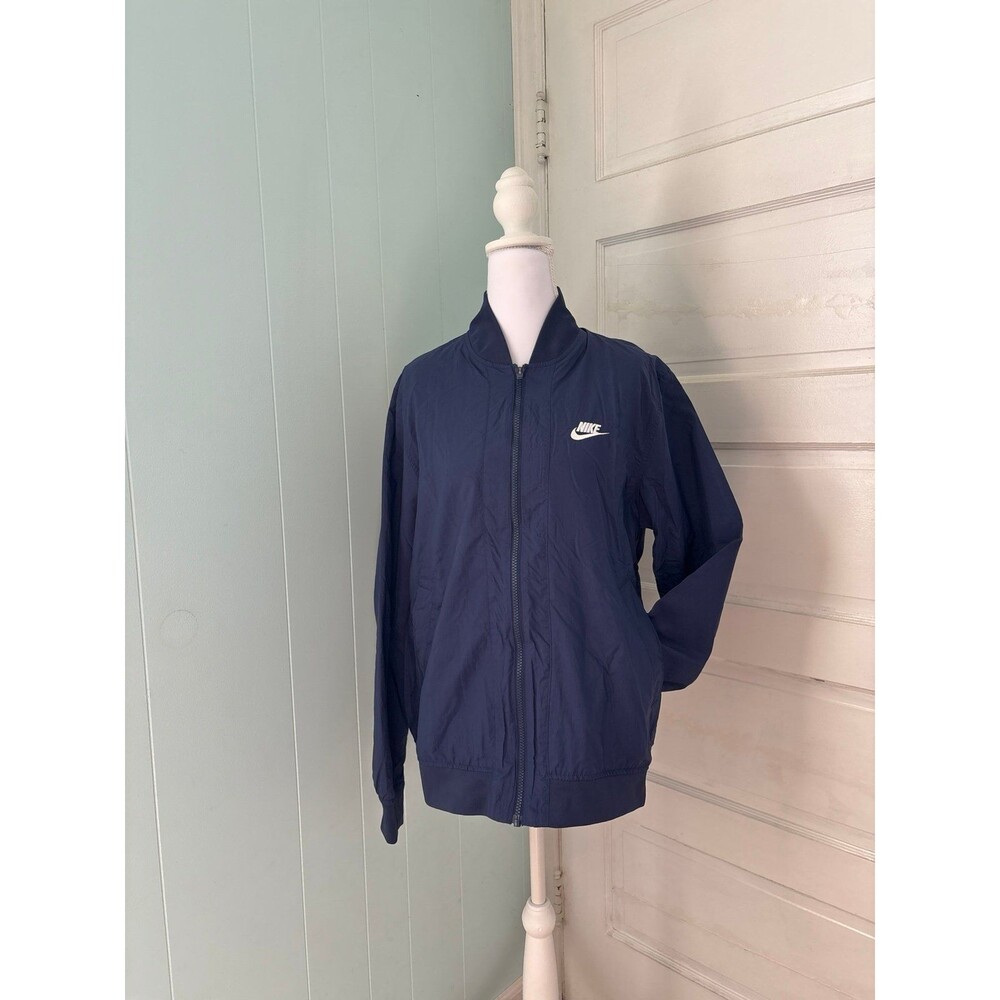 Women's Nike windbreaker rain jacket navy blue pockets Athletic sportswear NWOT